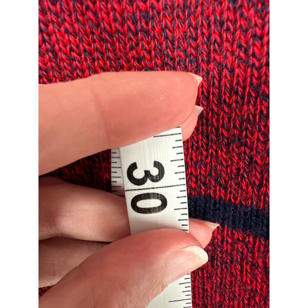 Vintage Skirt Womens Medium Red Striped Midi Navy Blue Knit Cotton Made USA - Picture 6 of 7